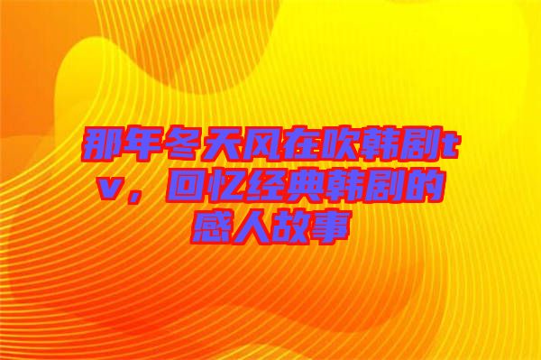 那年冬天風在吹韓劇tv,回憶經典韓劇的感人故事