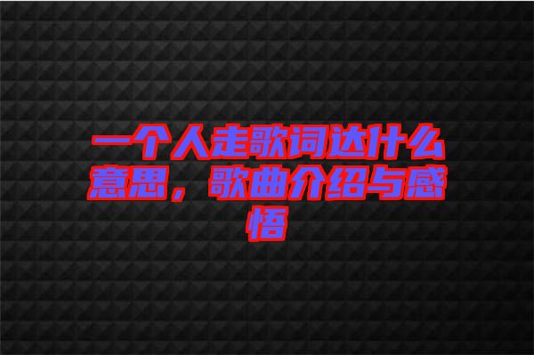 一個人走歌詞達(dá)什么意思,歌曲介紹與感悟