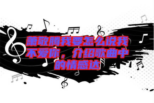 蕭敬騰我要怎么說我不愛你，介紹歌曲中的情感達