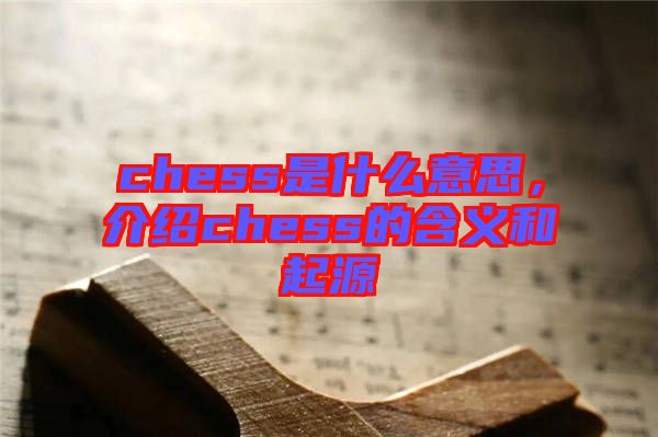 chess是什么意思,介紹chess的含義和起源