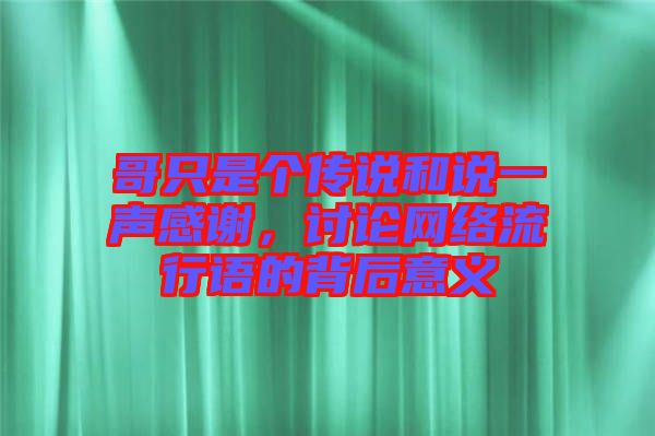 哥只是個傳說和說一聲感謝,討論網絡流行語的背后意義
