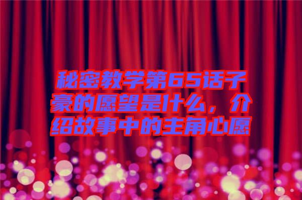 秘密教學(xué)第65話子豪的愿望是什么,介紹故事中的主角心愿