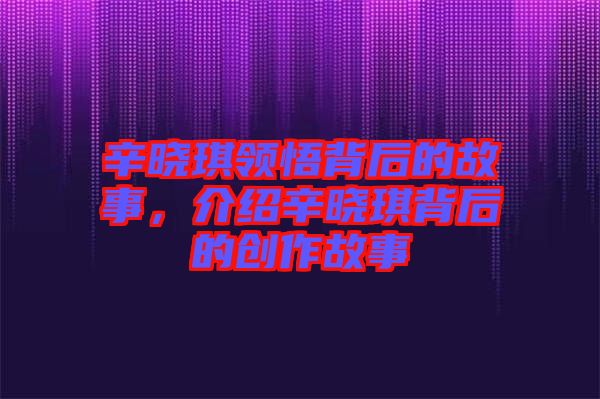 辛?xí)早黝I(lǐng)悟背后的故事,介紹辛?xí)早鞅澈蟮膭?chuàng)作故事