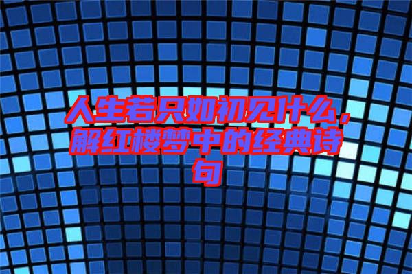 人生若只如初見什么,解紅樓夢中的經典詩句