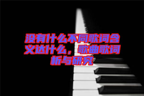 沒(méi)有什么不同歌詞含義達(dá)什么,歌曲歌詞析與研究