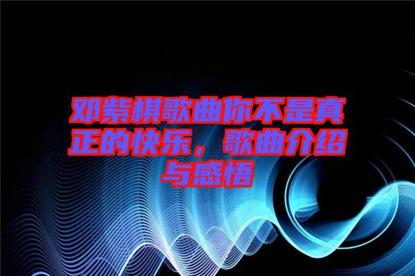 鄧紫棋歌曲你不是真正的快樂,歌曲介紹與感悟