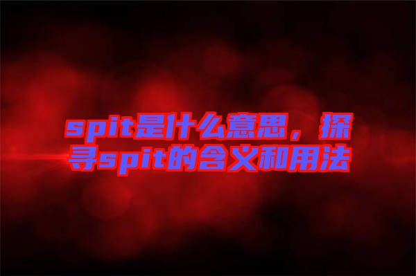 spit是什么意思，探尋spit的含義和用法