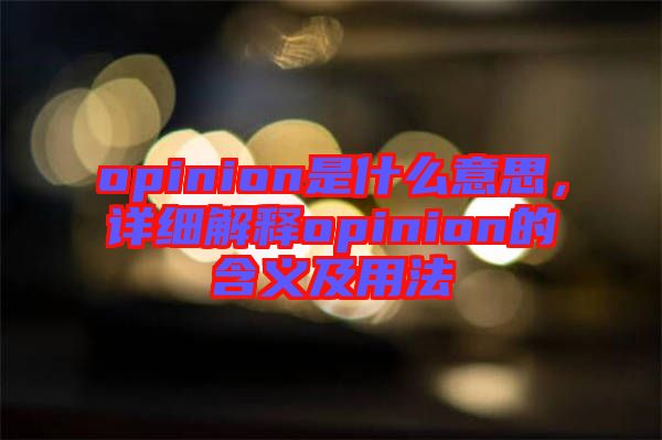 opinion是什么意思，詳細解釋opinion的含義及用法