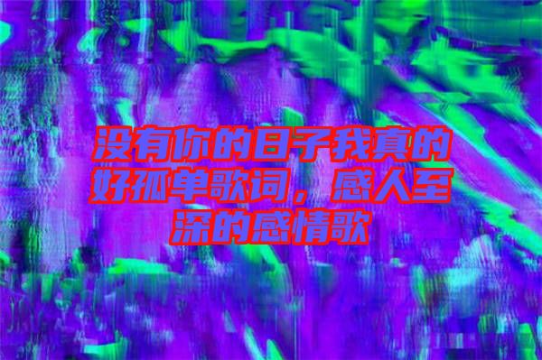 沒(méi)有你的日子我真的好孤單歌詞,感人至深的感情歌
