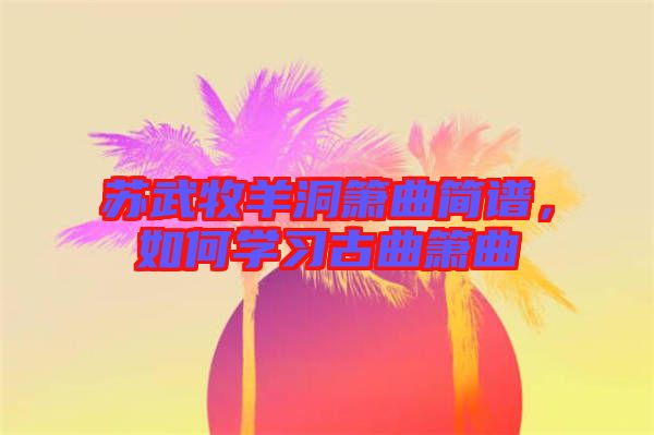 蘇武牧羊洞簫曲簡譜,如何學(xué)習(xí)古曲簫曲