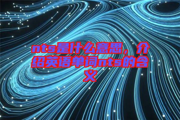 nts是什么意思,介紹英語單詞nts的含義