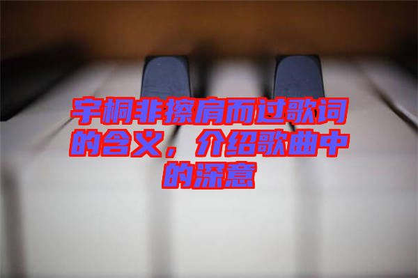 宇桐非擦肩而過歌詞的含義,介紹歌曲中的深意