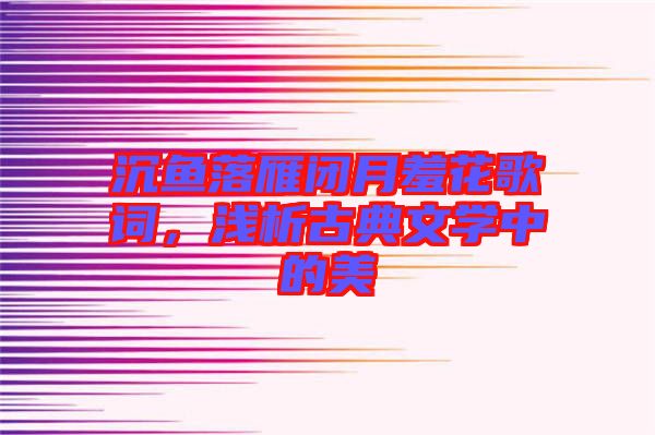 沉魚落雁閉月羞花歌詞,淺析古典文學(xué)中的美