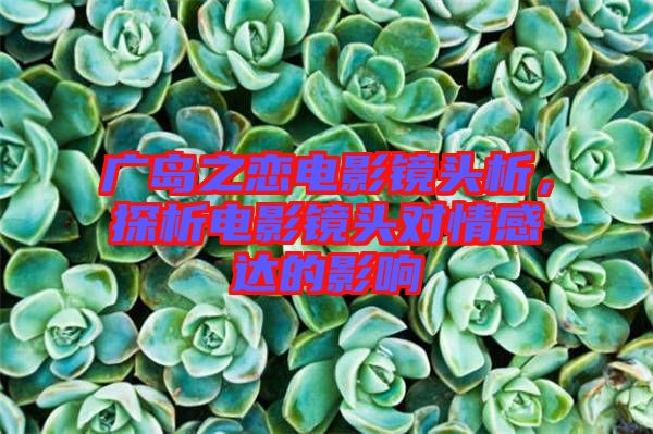 廣島之戀電影鏡頭析,探析電影鏡頭對情感達的影響
