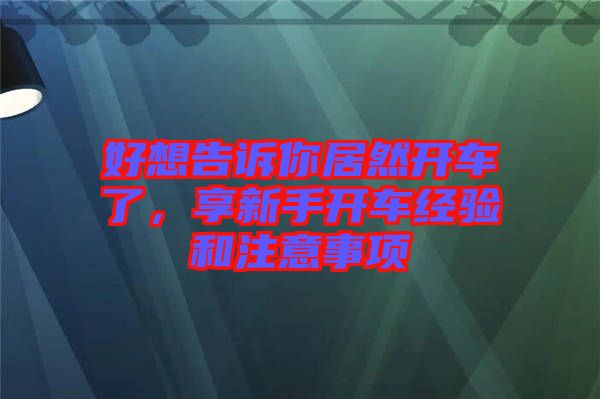 好想告訴你居然開車了,享新手開車經驗和注意事項