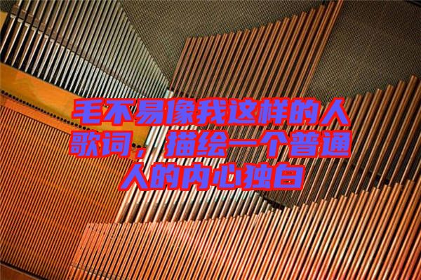 毛不易像我這樣的人歌詞,描繪一個(gè)普通人的內(nèi)心獨(dú)白
