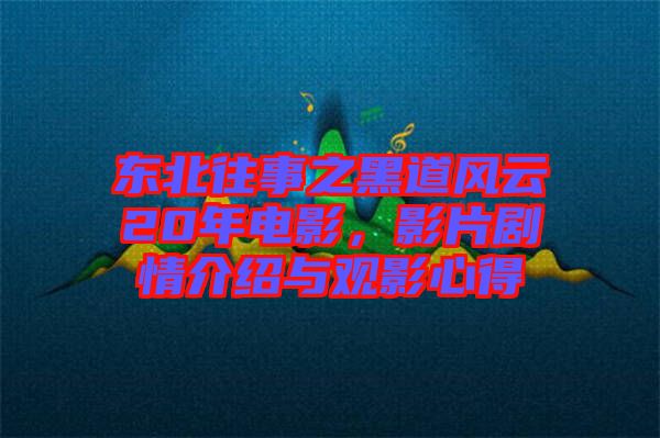 東北往事之黑道風云20年電影,影片劇情介紹與觀影心得