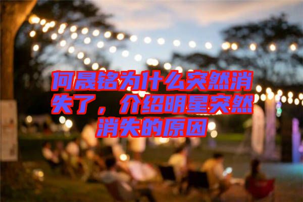 何晟銘為什么突然消失了,介紹明星突然消失的原因