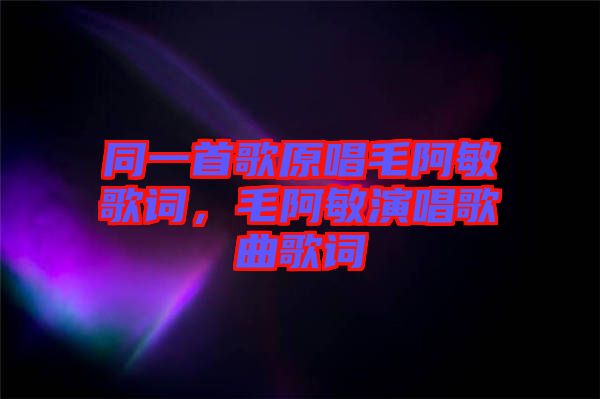 同一首歌原唱毛阿敏歌詞,毛阿敏演唱歌曲歌詞