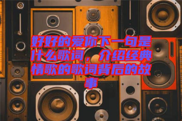 好好的愛你下一句是什么歌詞,介紹經(jīng)典情歌的歌詞背后的故事