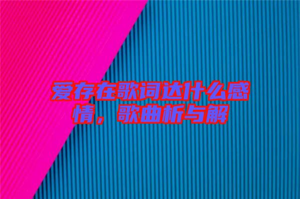 愛存在歌詞達什么感情,歌曲析與解