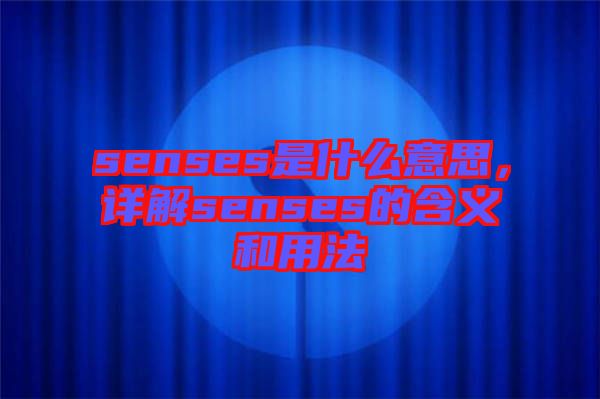 senses是什么意思,詳解senses的含義和用法