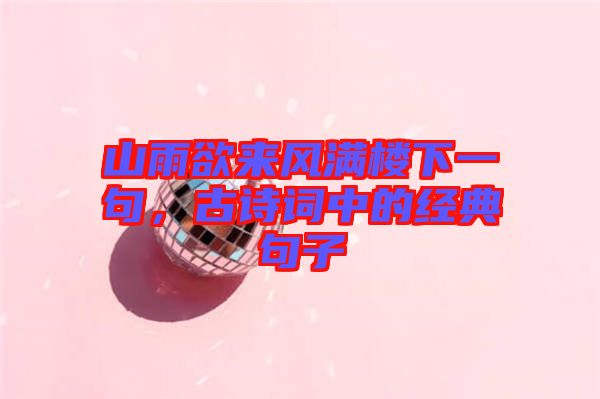 山雨欲來(lái)風(fēng)滿樓下一句,古詩(shī)詞中的經(jīng)典句子