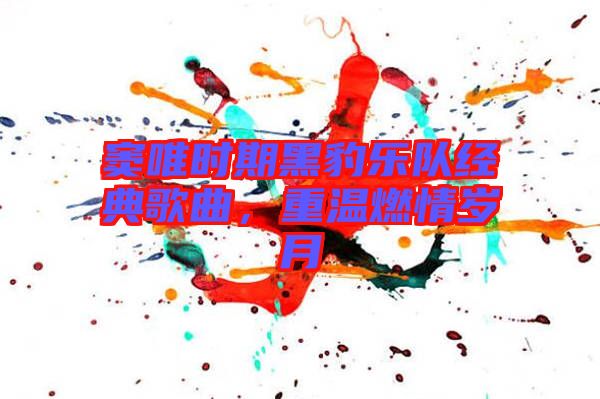 竇唯時(shí)期黑豹樂隊(duì)經(jīng)典歌曲,重溫燃情歲月