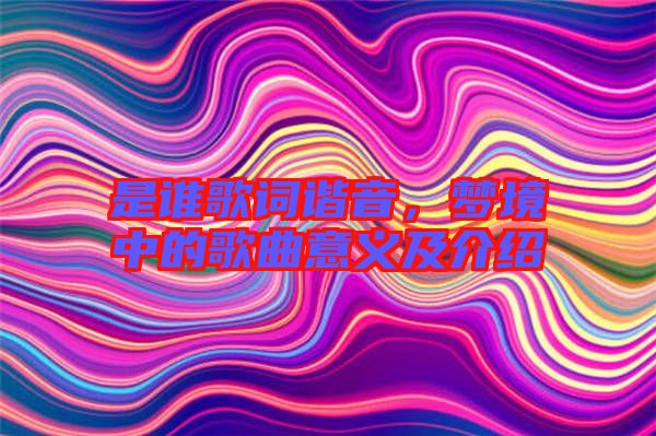 是誰歌詞諧音,夢境中的歌曲意義及介紹