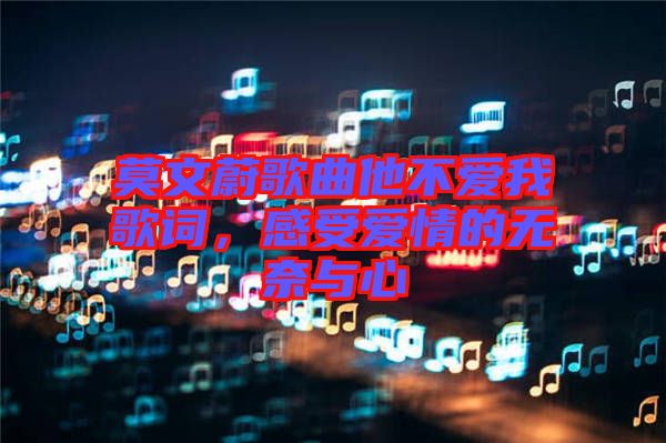 莫文蔚歌曲他不愛我歌詞,感受愛情的無奈與心