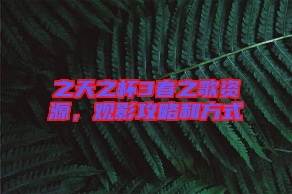 之天之杯3春之歌資源,觀影攻略和方式