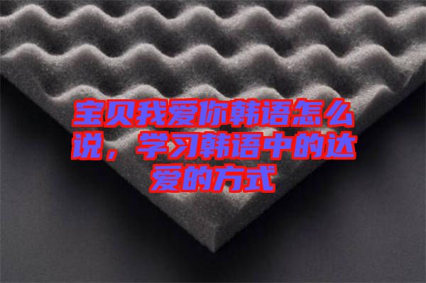 寶貝我愛你韓語怎么說,學習韓語中的達愛的方式