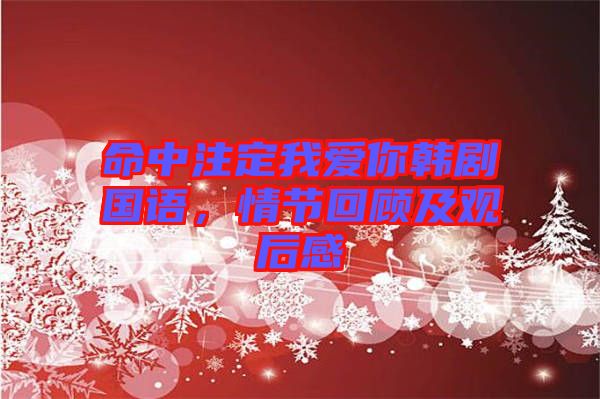 命中注定我愛你韓劇國語,情節回顧及觀后感