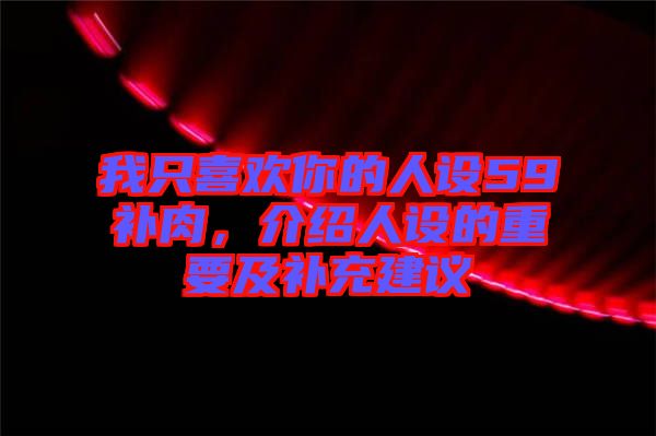 我只喜歡你的人設(shè)59補肉,介紹人設(shè)的重要及補充建議