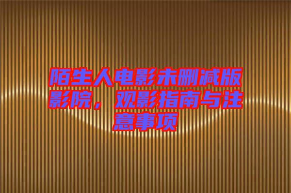 陌生人電影未刪減版影院,觀影指南與注意事項(xiàng)