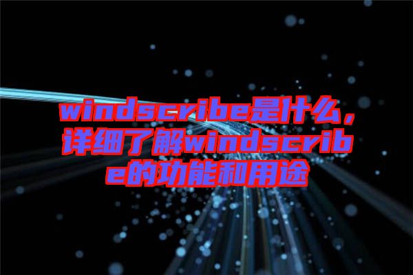 windscribe是什么,詳細(xì)了解windscribe的功能和用途