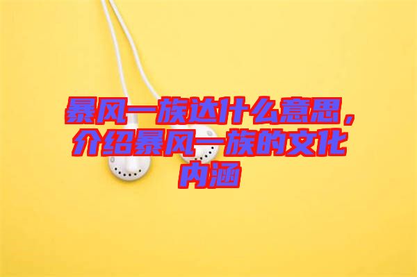 暴風一族達什么意思,介紹暴風一族的文化內涵