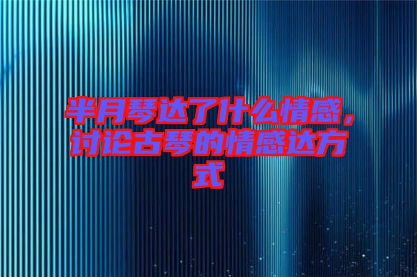 半月琴達了什么情感,討論古琴的情感達方式