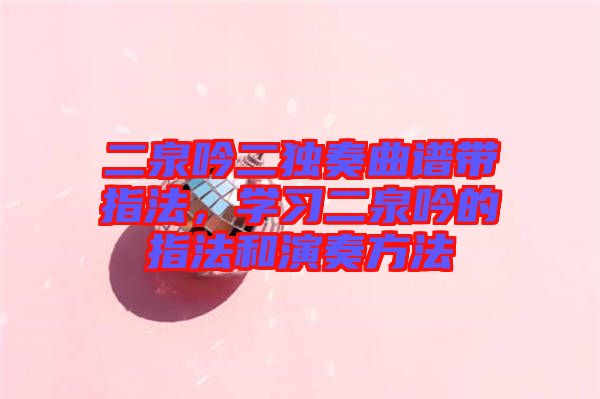 二泉吟二獨奏曲譜帶指法,學習二泉吟的指法和演奏方法