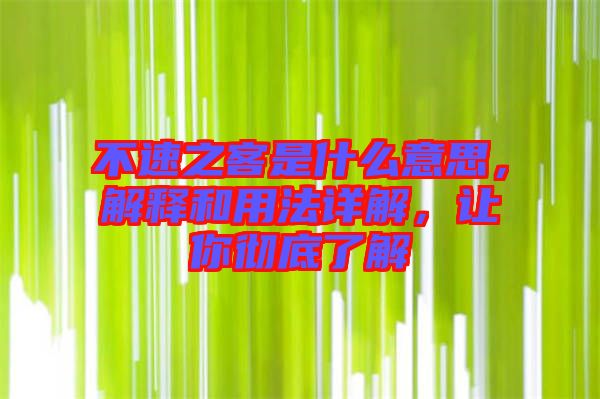 不速之客是什么意思，解釋和用法詳解，讓你徹底了解