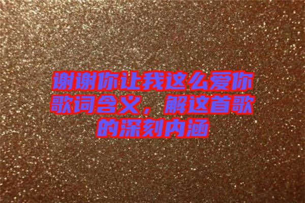 謝謝你讓我這么愛你歌詞含義,解這首歌的深刻內涵