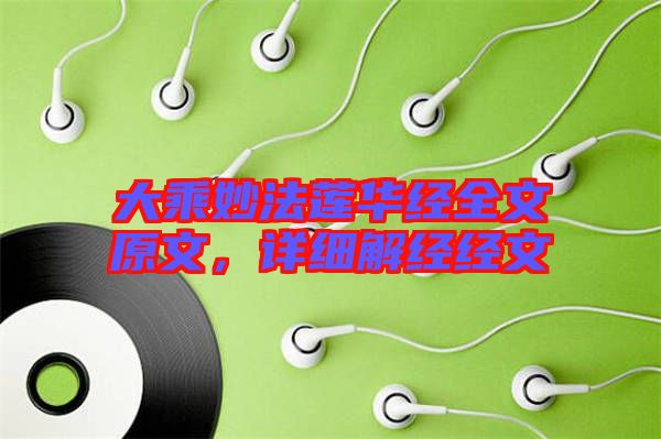 大乘妙法蓮華經全文原文,詳細解經經文