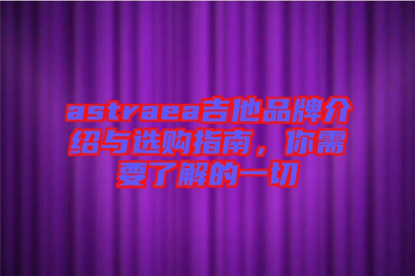 astraea吉他品牌介紹與選購指南,你需要了解的一切