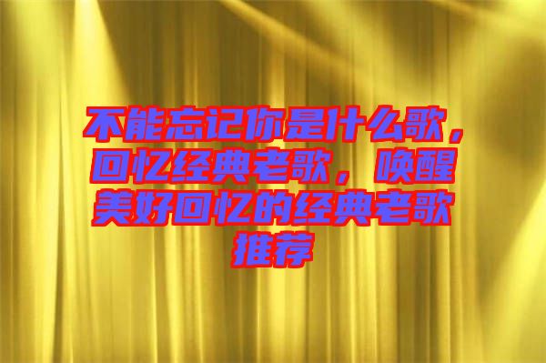不能忘記你是什么歌,回憶經典老歌,喚醒美好回憶的經典老歌推薦