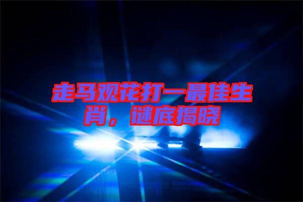 走馬觀花打一最佳生肖,謎底揭曉