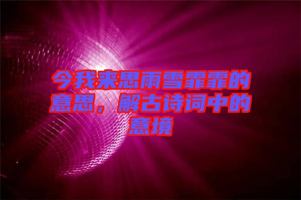 今我來思雨雪霏霏的意思，解古詩詞中的意境