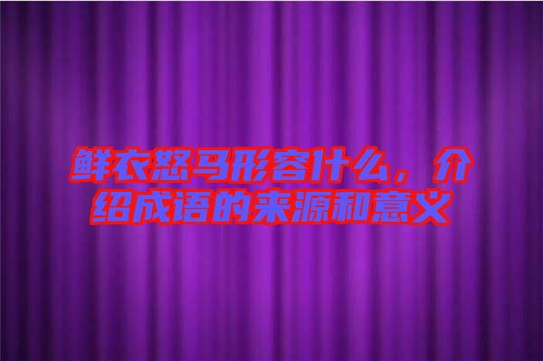 鮮衣怒馬形容什么,介紹成語(yǔ)的來(lái)源和意義