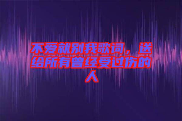 不愛就別我歌詞,送給所有曾經受過傷的人