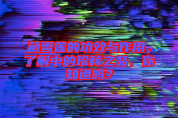 藏雪蓮的功效與作用,了解中的珍稀之品,你知道嗎?