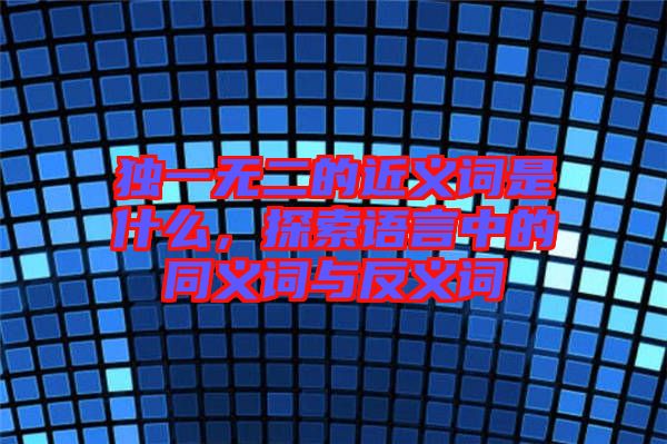 獨一無二的近義詞是什么，探索語言中的同義詞與反義詞